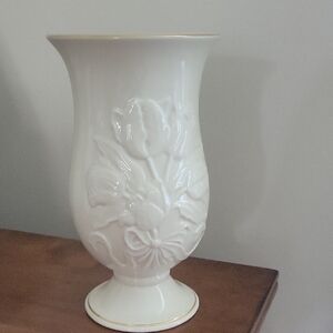 Lenox Cream Vase with Embossed Floral Design